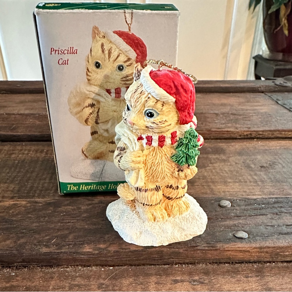 Vintage Priscilla Cat COLLECTION 1993 Christmas Tree ORNAMENT Handpainted